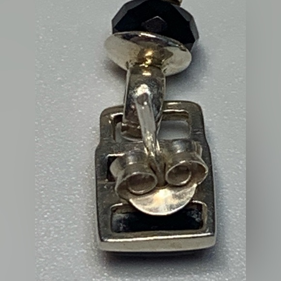 Silpada Rare VHTF Sterling Silver Square Onyx w/Faceted Onyx Bead Post Earrings - Picture 4 of 12